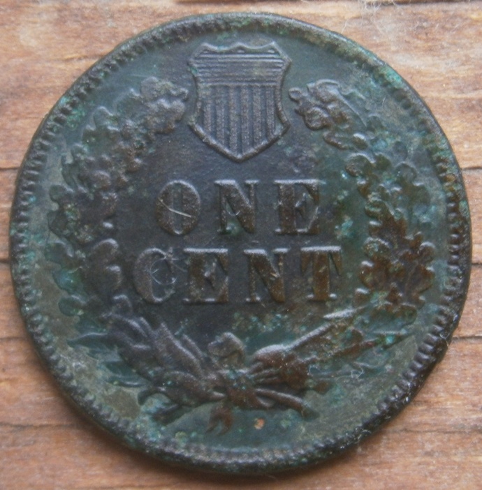 Reverse of sweet 1874 Indian Head penny.