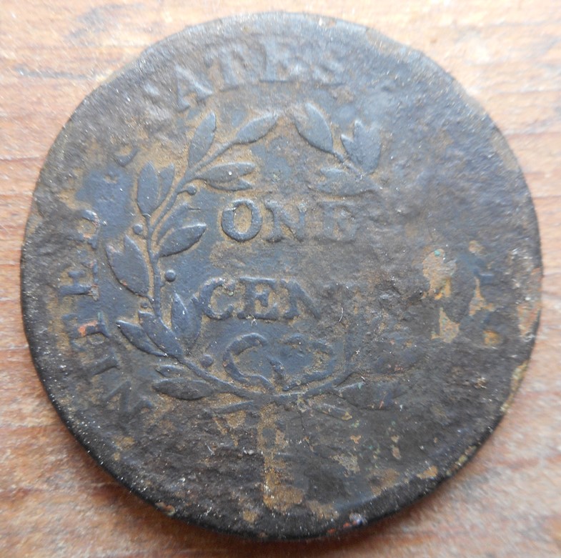 Reverse of 1807/6 Draped Bust Large cent, found on Cape Cod