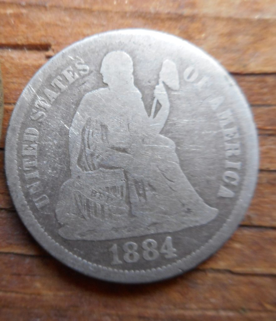 1884-S Seated Liberty dime, found in the same place in Plympton.