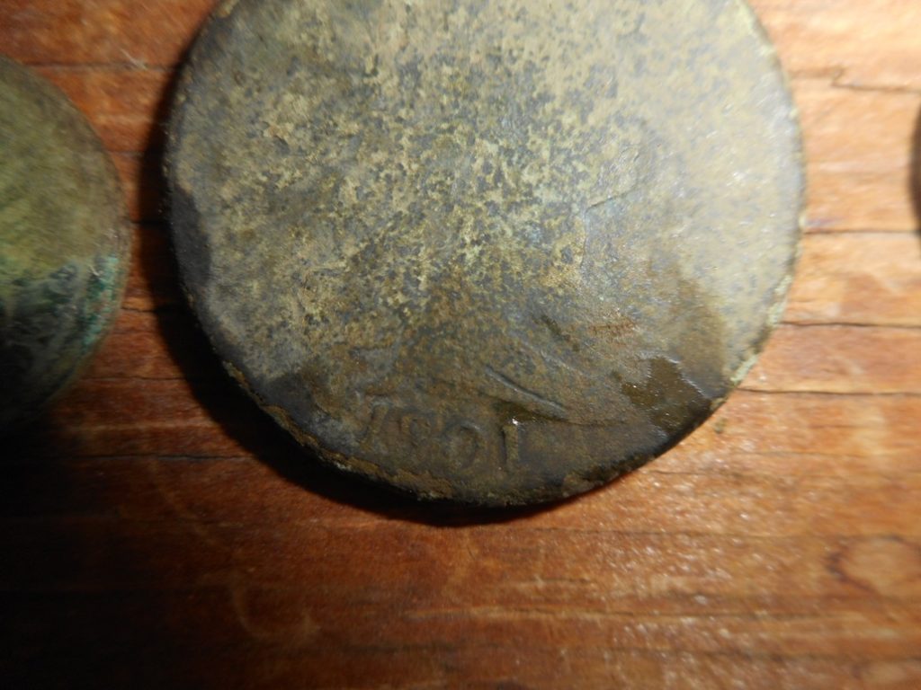 1801 Draped Bust Large cent, also found in Plympton.