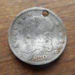 1830 Capped Bust Half dime, found right next to 1839 Seated dime in Little Compton- holed and a little bent, but first 2 ever half dimes!