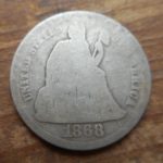 1868 Seated Liberty dime, only 464K minted