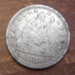1876 Seated quarter obverse- found at the same time as the 1877 quarter in Plympton