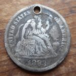 1883 Seated Liberty dime- holed and made into a love token